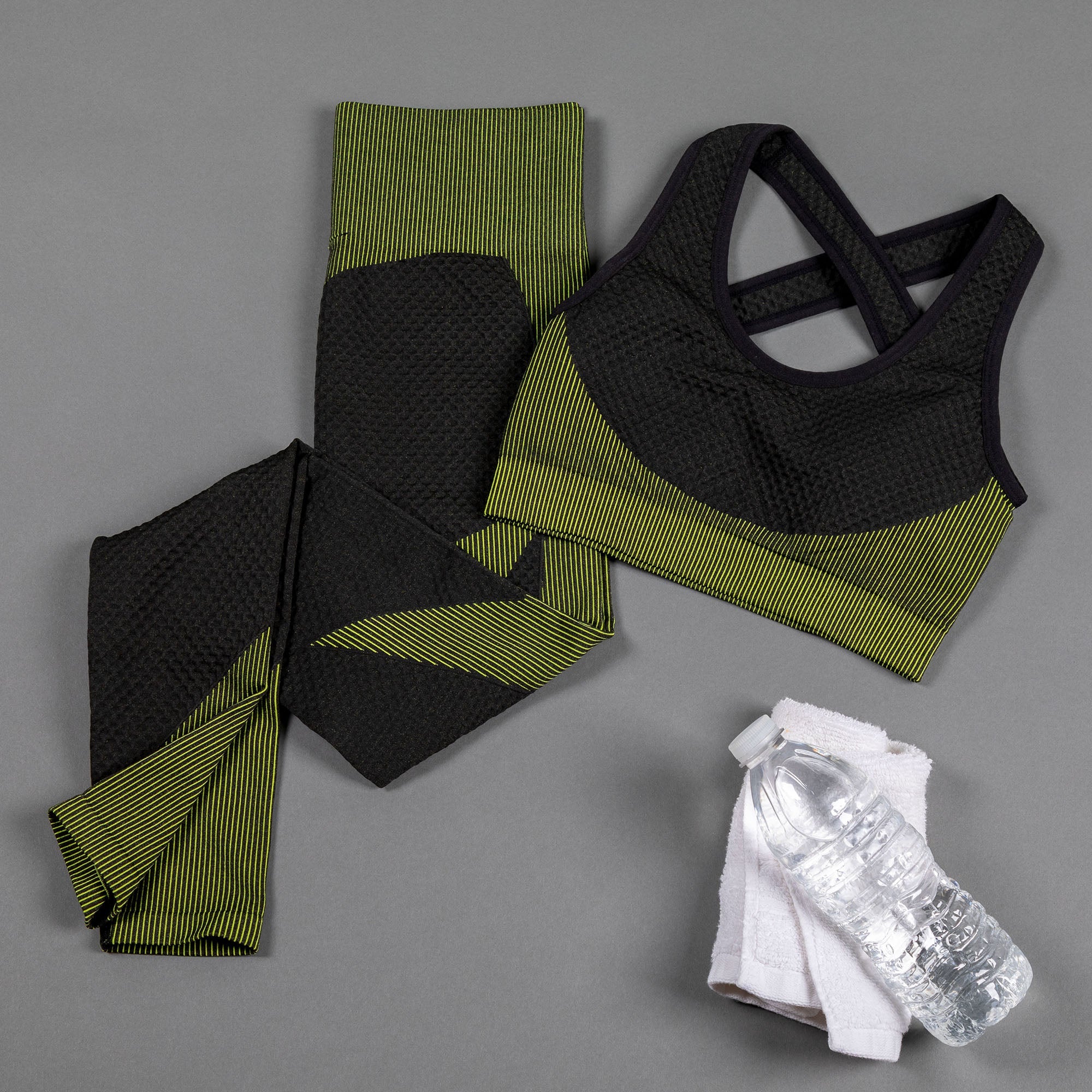 Textured Leggings and Sports Bra Activewear Set Workout