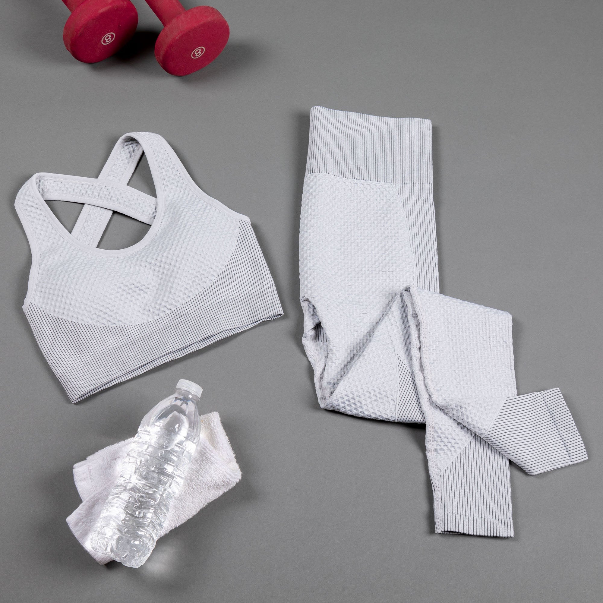 Textured Leggings and Sports Bra Activewear Set Workout
