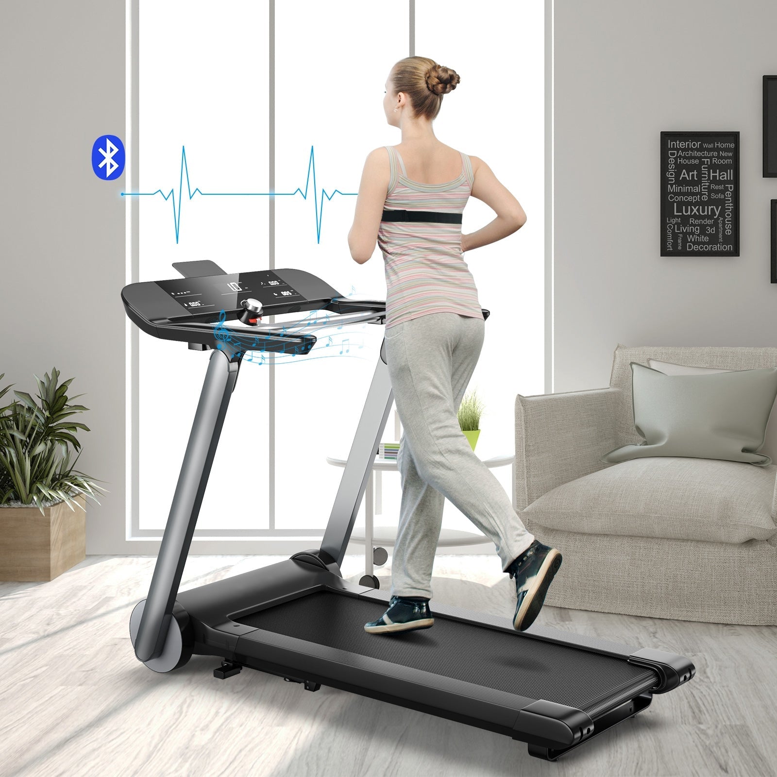 Italian Designed Folding Treadmill with Heart Rate Monitoring