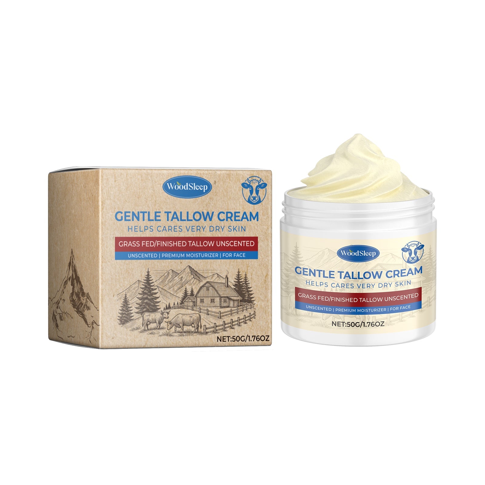 Grass-Fed Tallow Facial Moisturizer for Deep Skin Hydration Daily