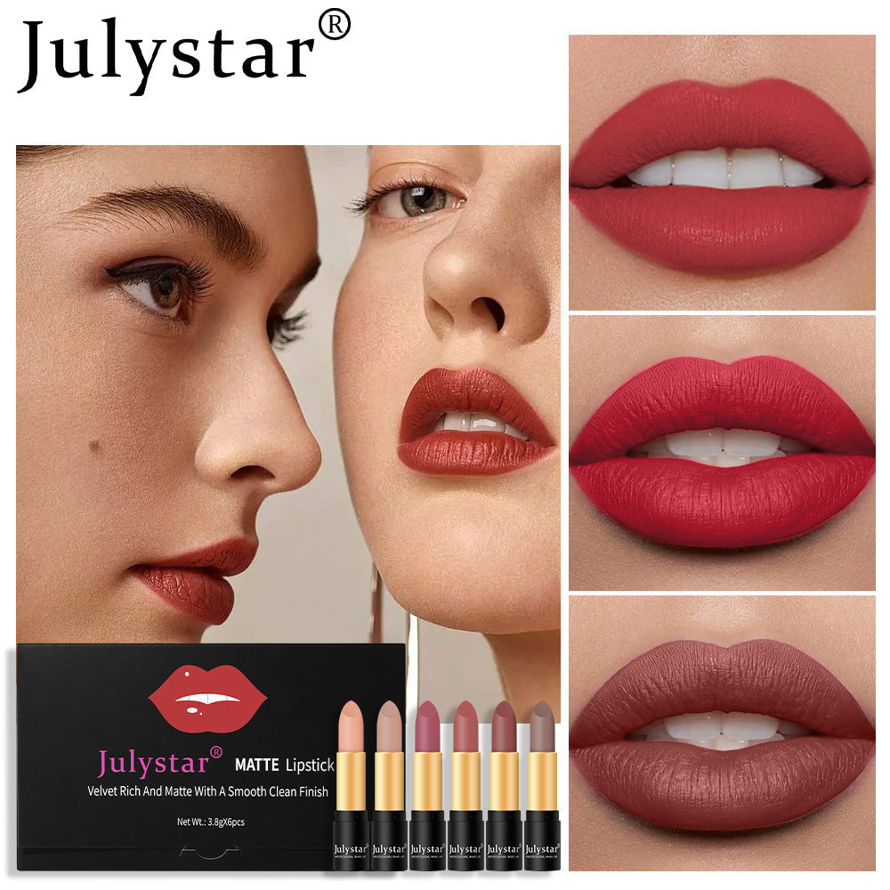 Matte Lipstick Six Color Set Long-Lasting Non-Transfer Formula