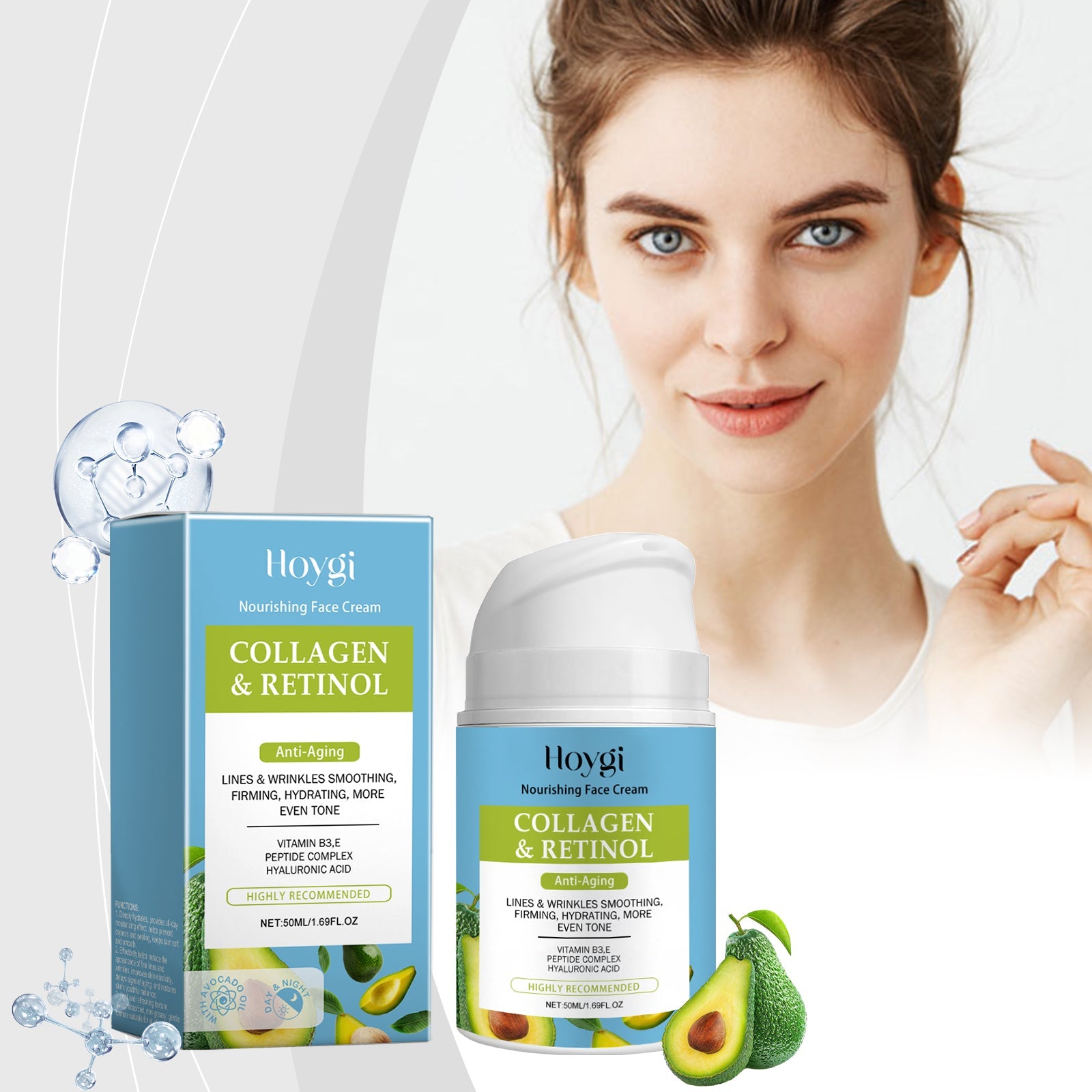 Collagen Facial Moisturizer Hydrating Cream for Softer Looking Skin