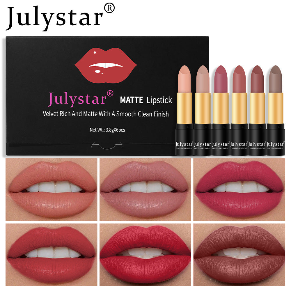 Matte Lipstick Six Color Set Long-Lasting Non-Transfer Formula