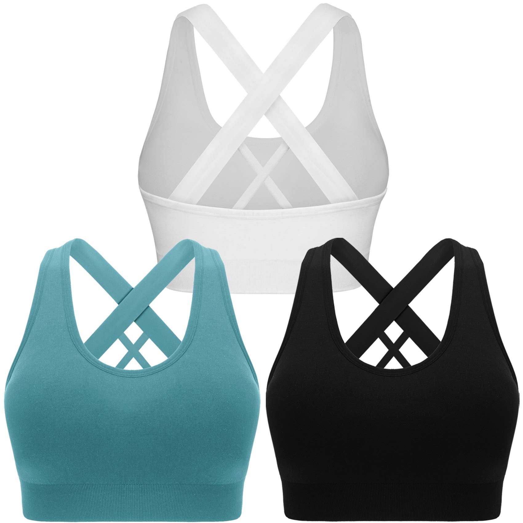 Women's High-Impact Seamless Criss-Cross Padded Sports Bra Large