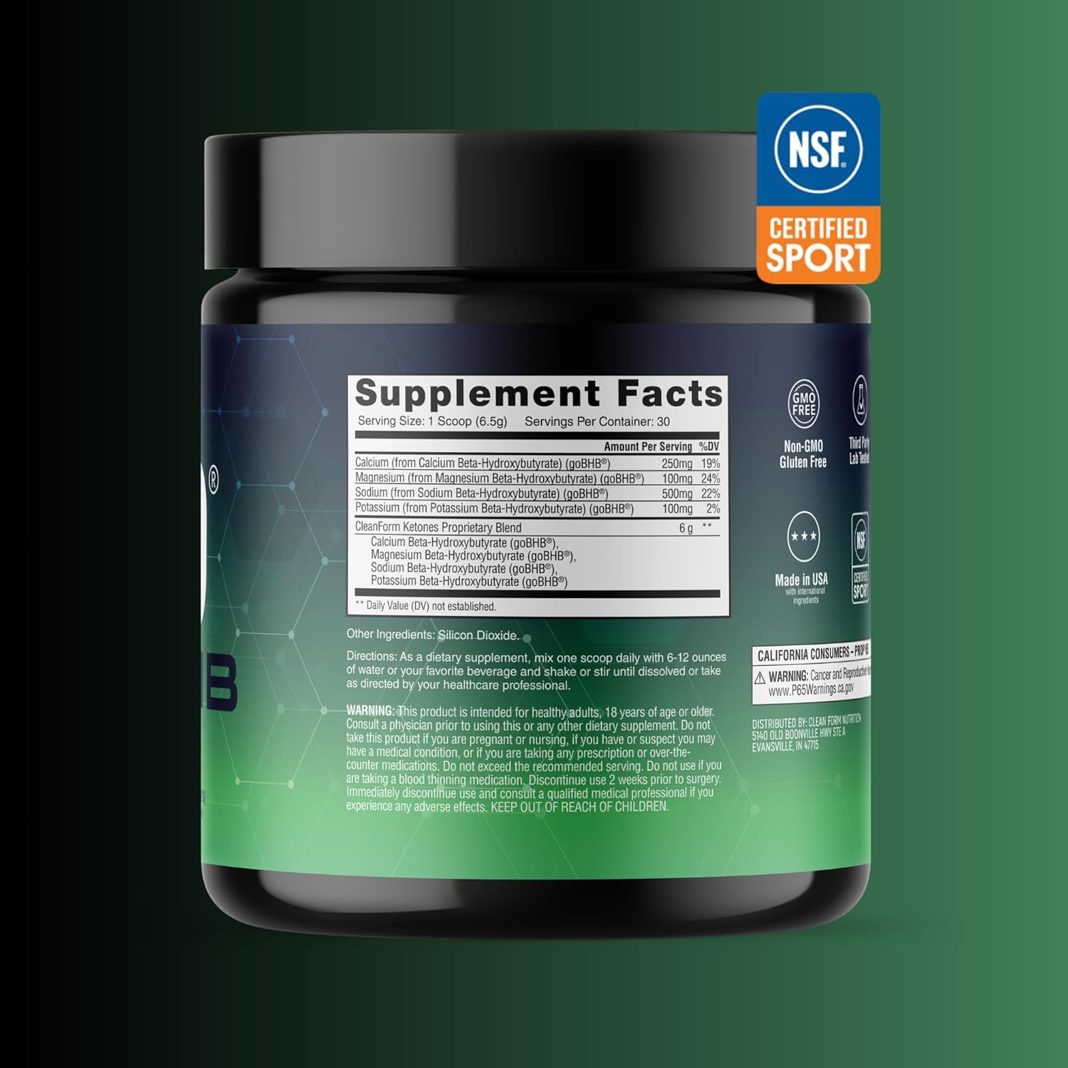 CleanForm Nutrition goBHB Clean Energy Ketone Supplement