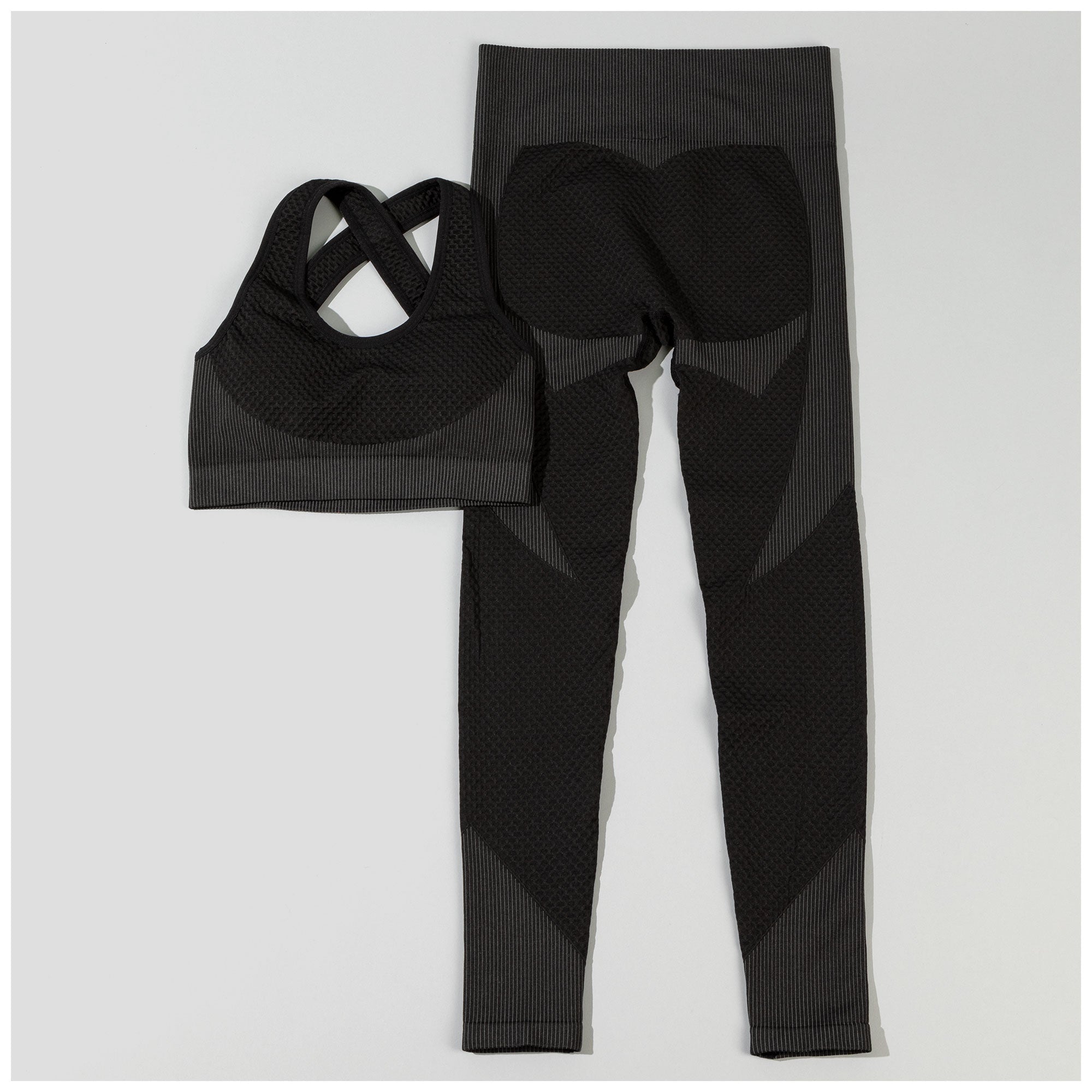Textured Leggings and Sports Bra Activewear Set Workout