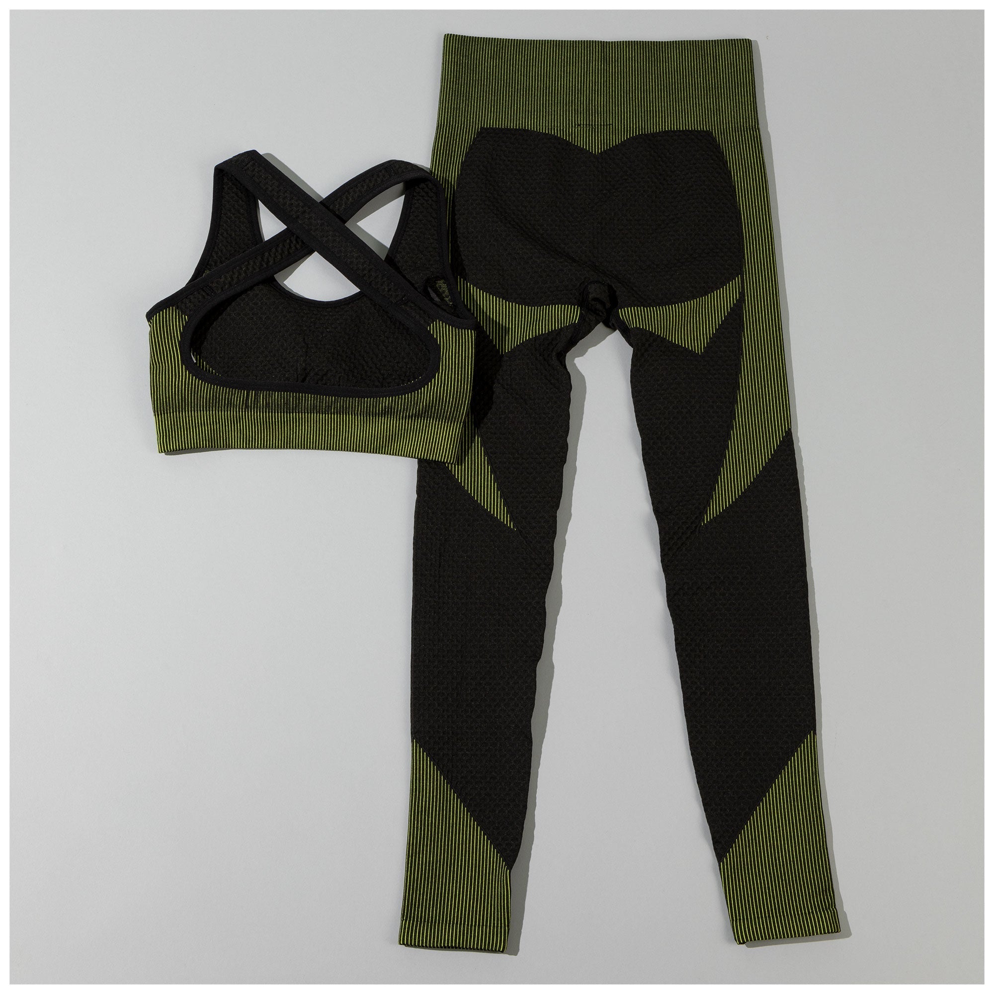 Textured Leggings and Sports Bra Activewear Set Workout
