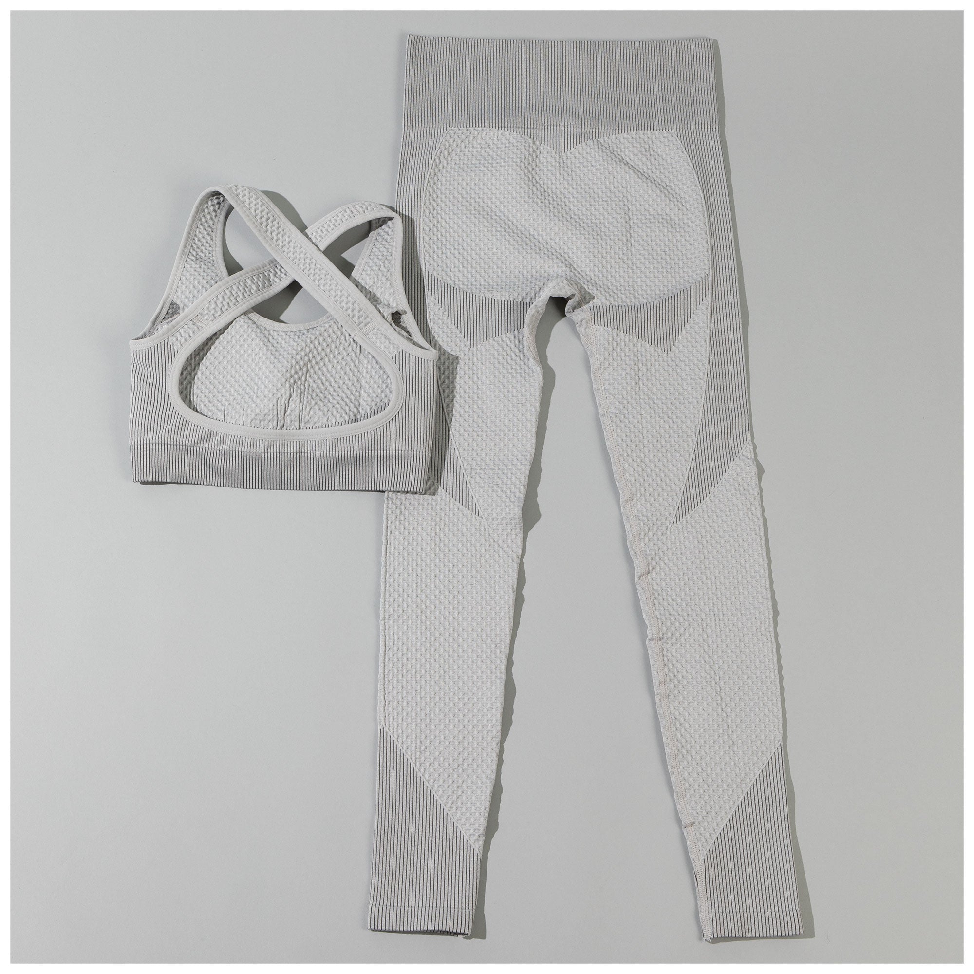 Textured Leggings and Sports Bra Activewear Set Workout
