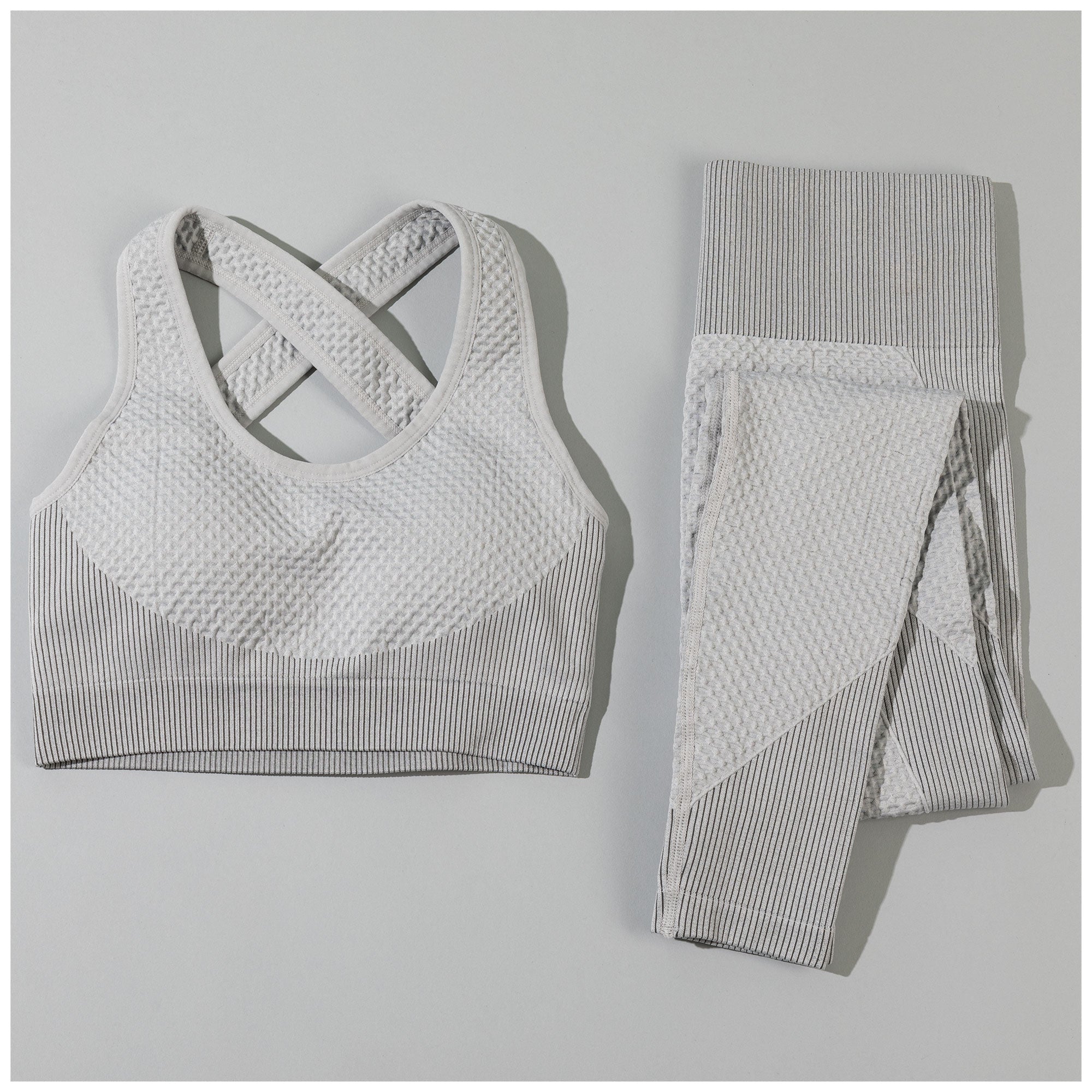 Textured Leggings and Sports Bra Activewear Set Workout