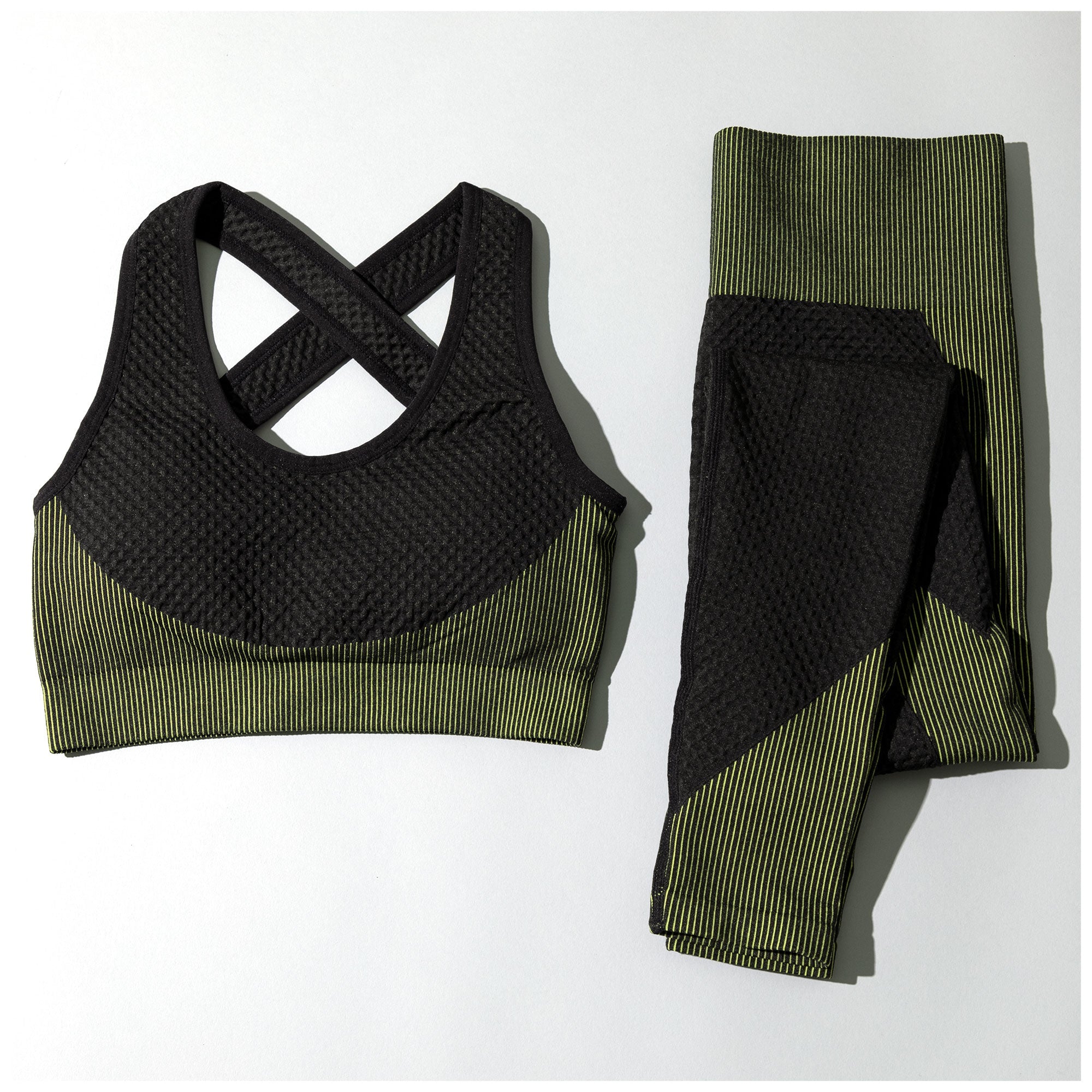 Textured Leggings and Sports Bra Activewear Set Workout