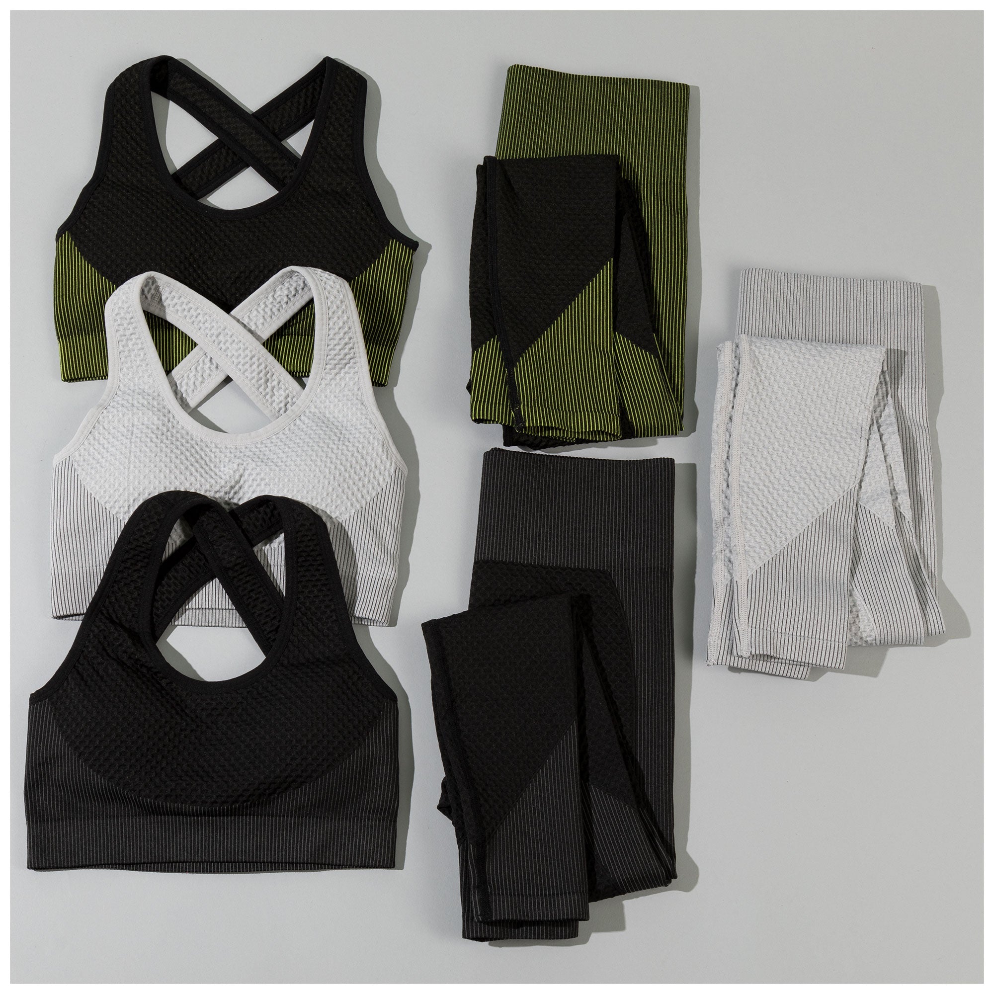 Textured Leggings and Sports Bra Activewear Set Workout