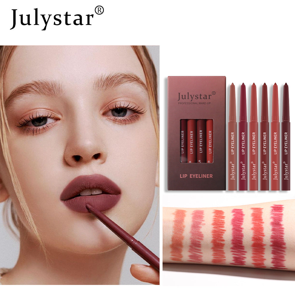 Pink Six-Pack Matte Velvet Waterproof Lipstick Pen Set