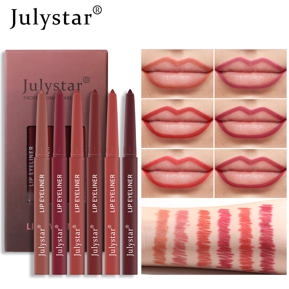 Pink Six-Pack Matte Velvet Waterproof Lipstick Pen Set