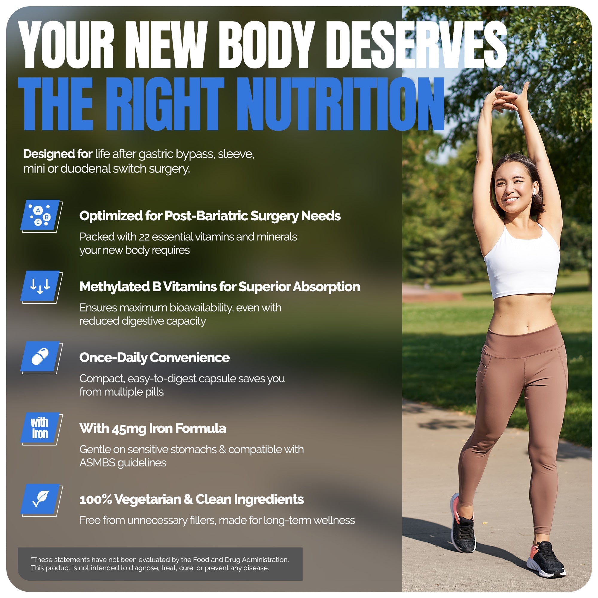Methylated Bariatric Multivitamins with Iron One Daily Capsule