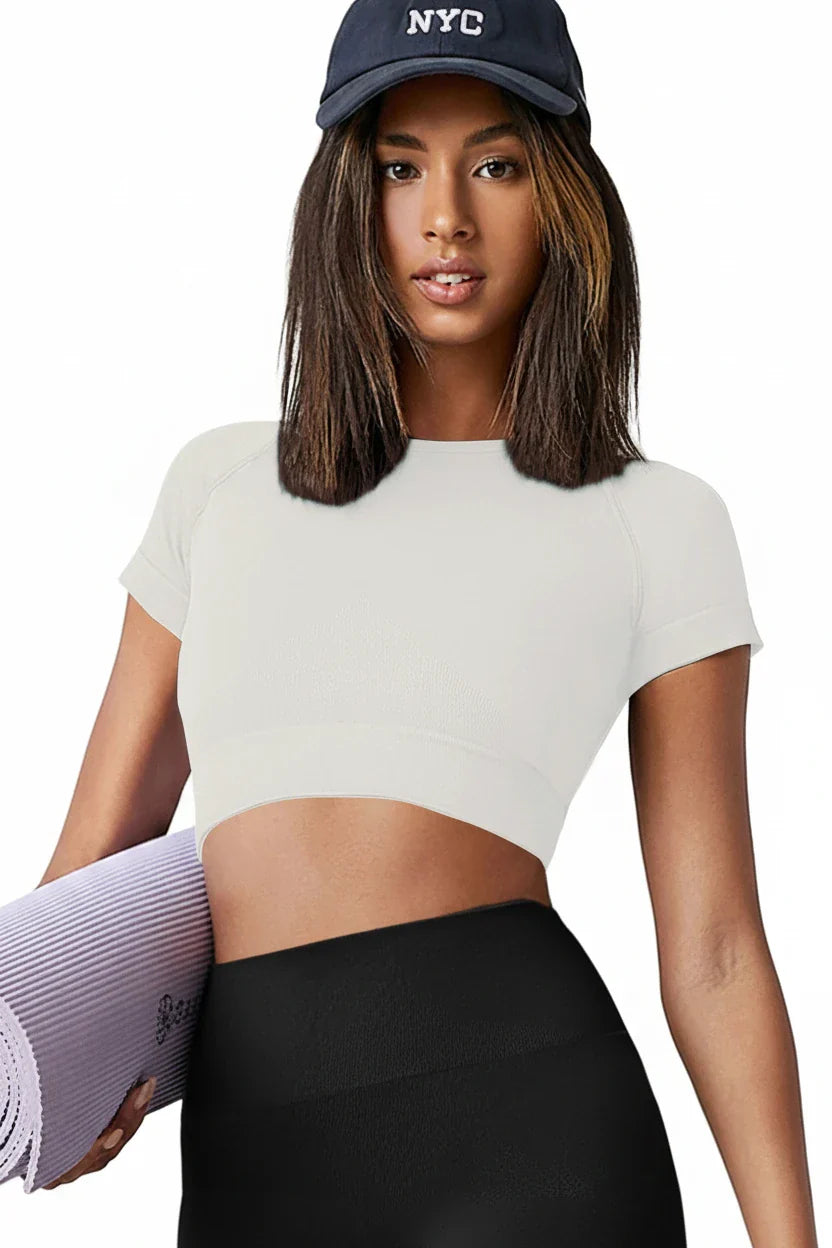 Seamless Yoga Running Activewear Top Breathable Stretch Fitness Shirt