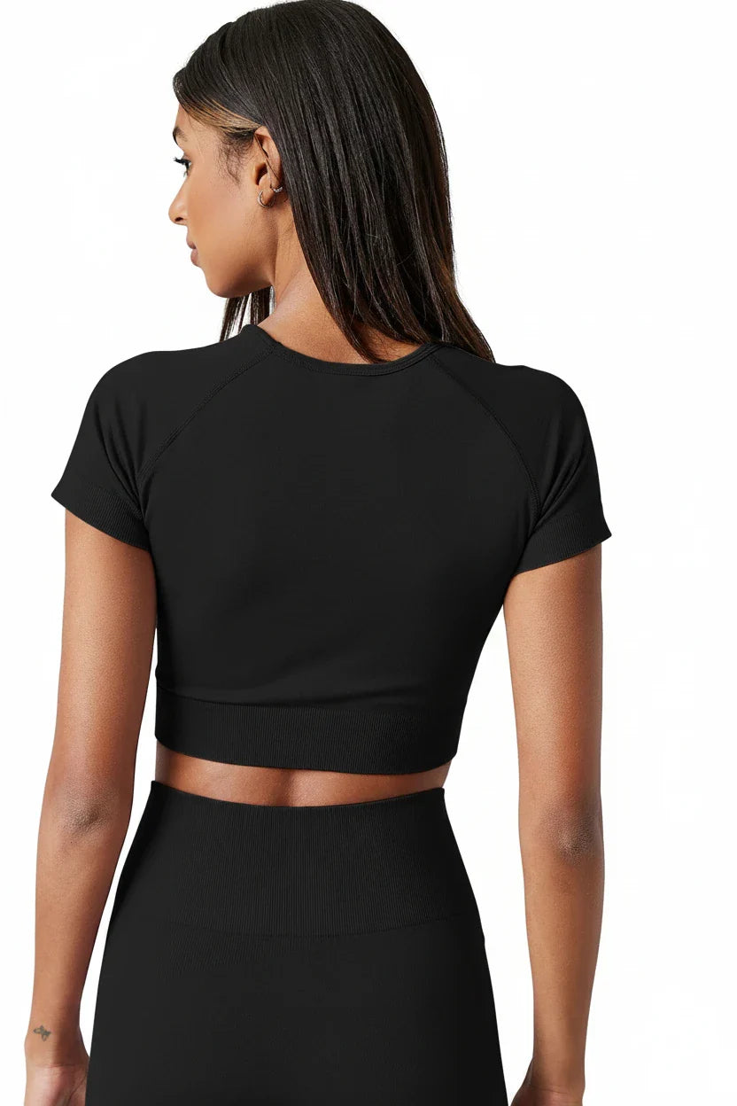 Seamless Yoga Running Activewear Top Breathable Stretch Fitness Shirt