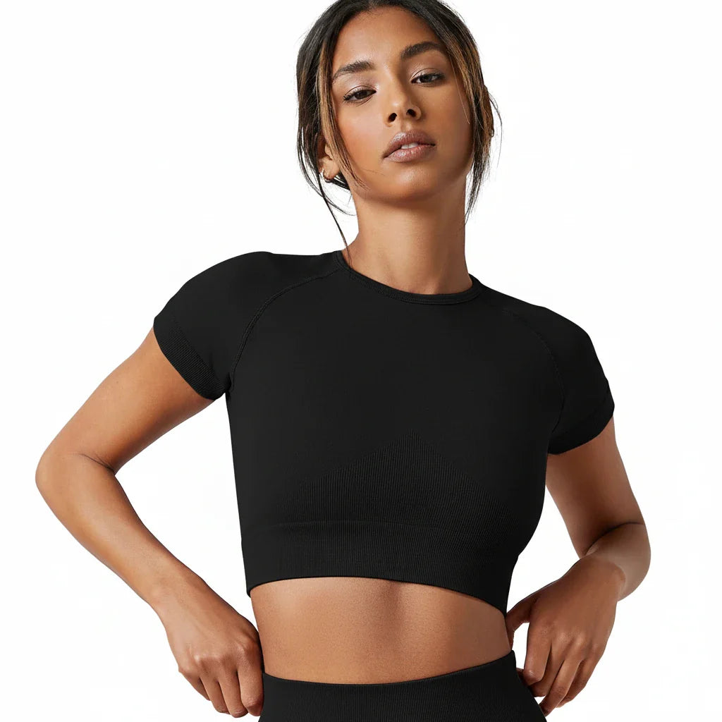 Seamless Yoga Running Activewear Top Breathable Stretch Fitness Shirt