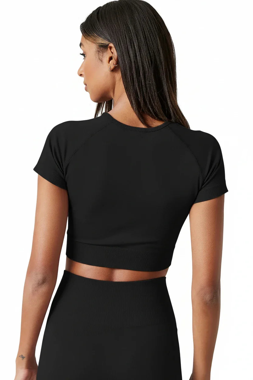 Seamless Yoga Running Activewear Top Breathable Stretch Fitness Shirt