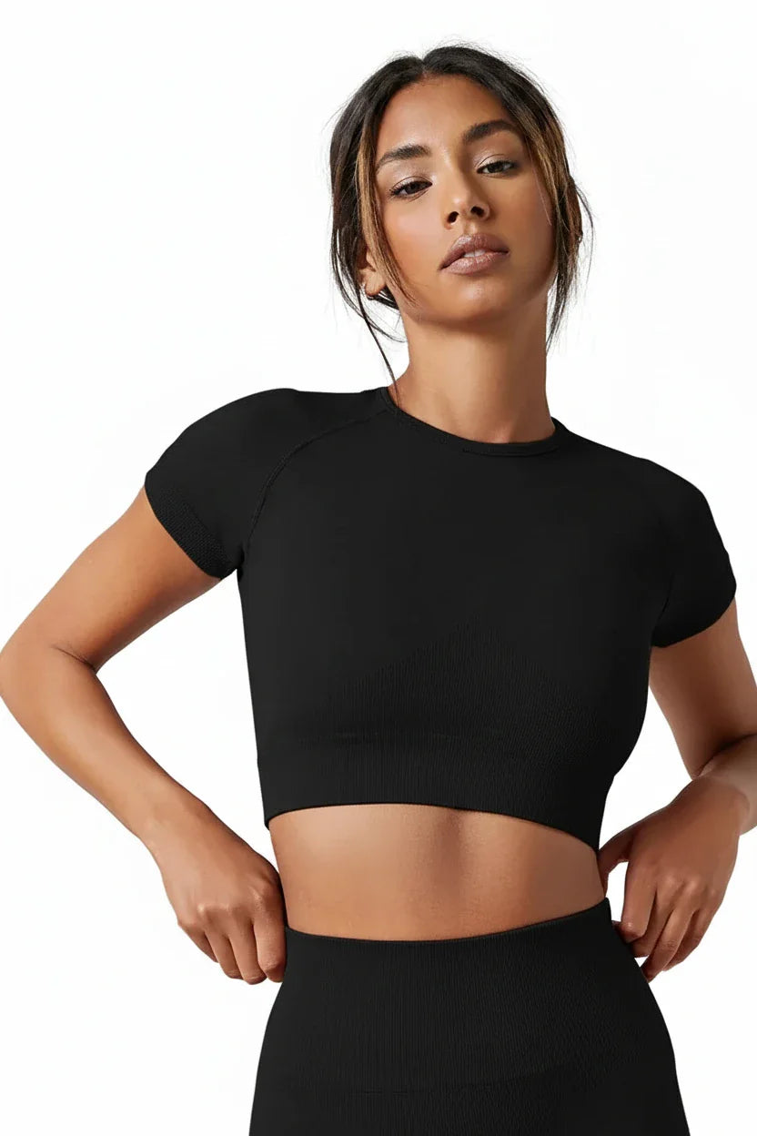 Seamless Yoga Running Activewear Top Breathable Stretch Fitness Shirt