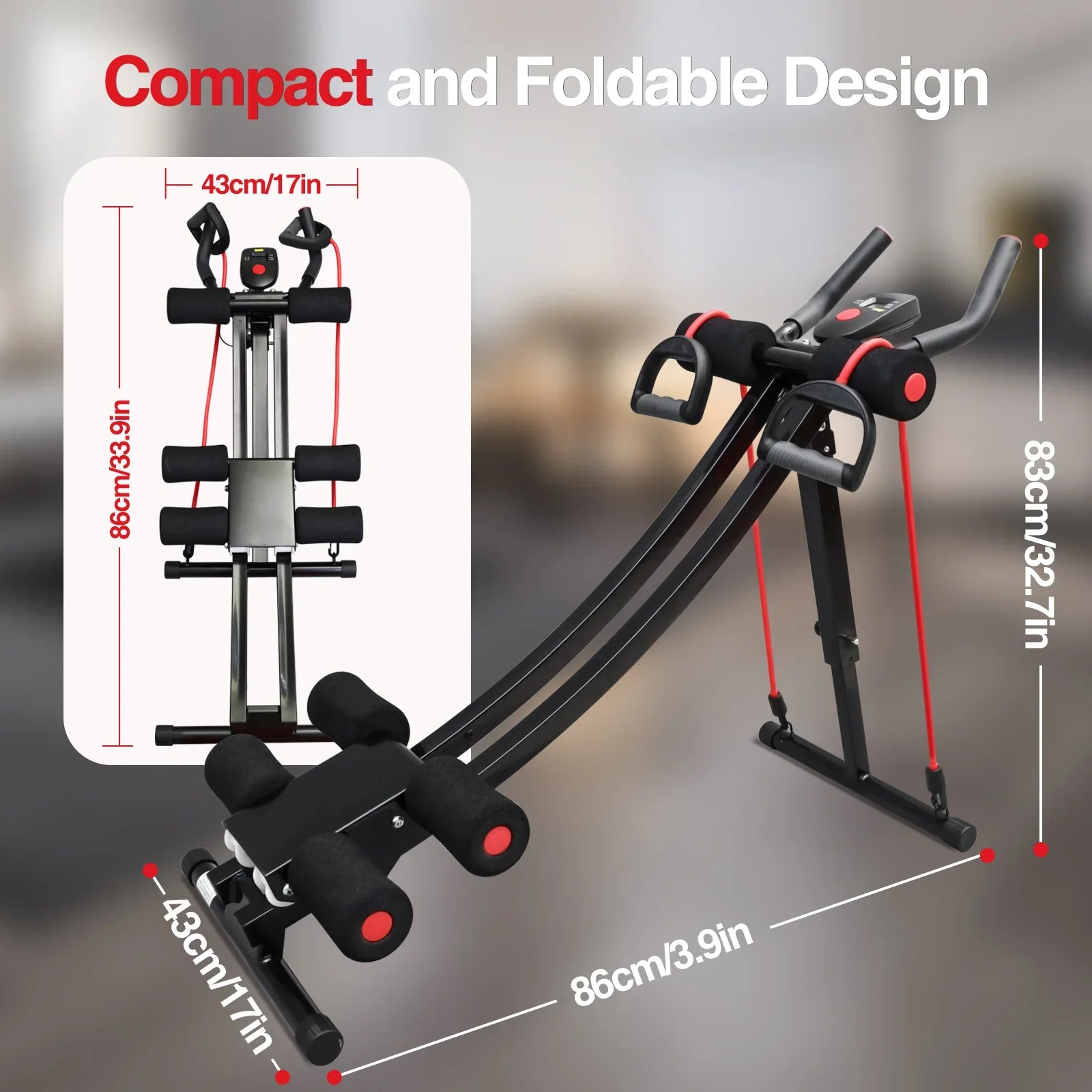 Foldable Ab Machine Core Workout Trainer LCD