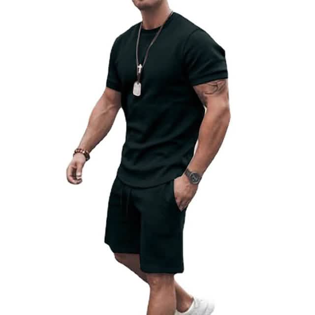 Men's Casual Activewear Running T-Shirt and Shorts Set