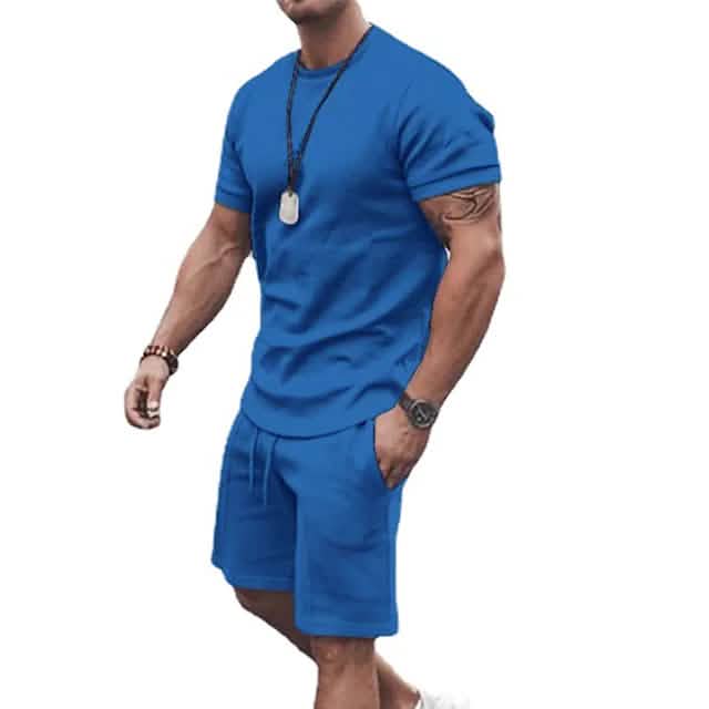 Men's Casual Activewear Running T-Shirt and Shorts Set