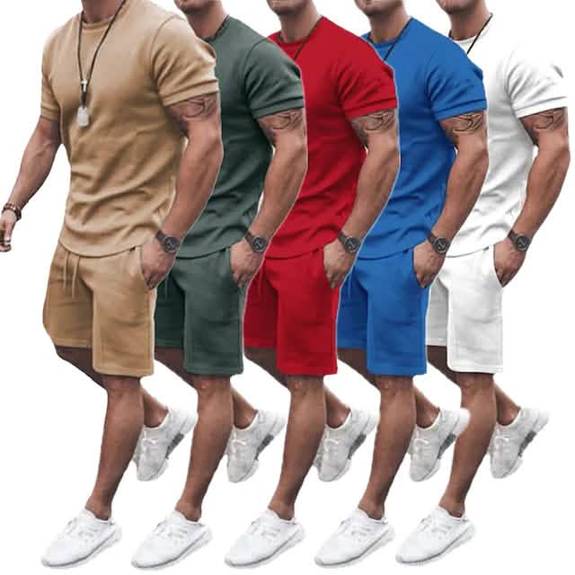 Men's Casual Activewear Running T-Shirt and Shorts Set
