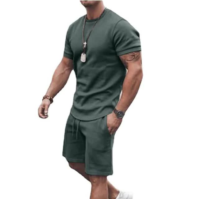 Men's Casual Activewear Running T-Shirt and Shorts Set