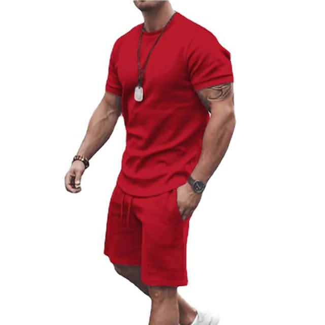 Men's Casual Activewear Running T-Shirt and Shorts Set
