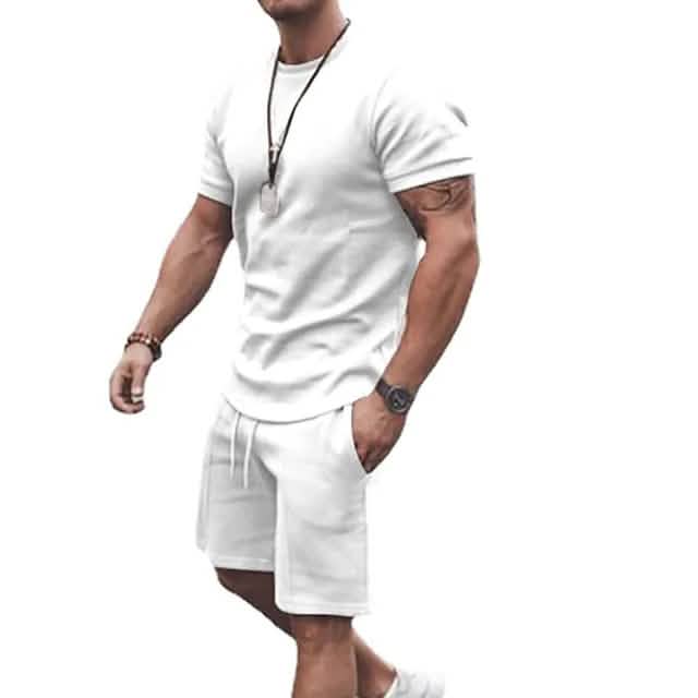 Men's Casual Activewear Running T-Shirt and Shorts Set